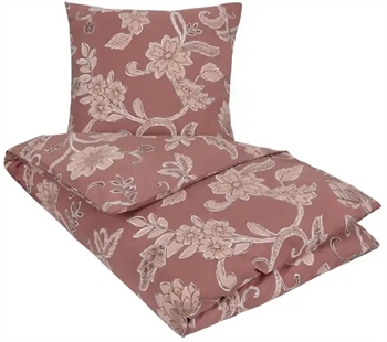 Billede af Blomstret sengetøj - 140x200 cm - Diana Rød/brunt sengesæt - Nordstrand Home - Sengebetræk i 100% bomuld hos Shopdyner.dk